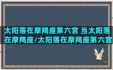 太阳落在摩羯座第六宫 当太阳落在摩羯座/太阳落在摩羯座第六宫 当太阳落在摩羯座-我的网站